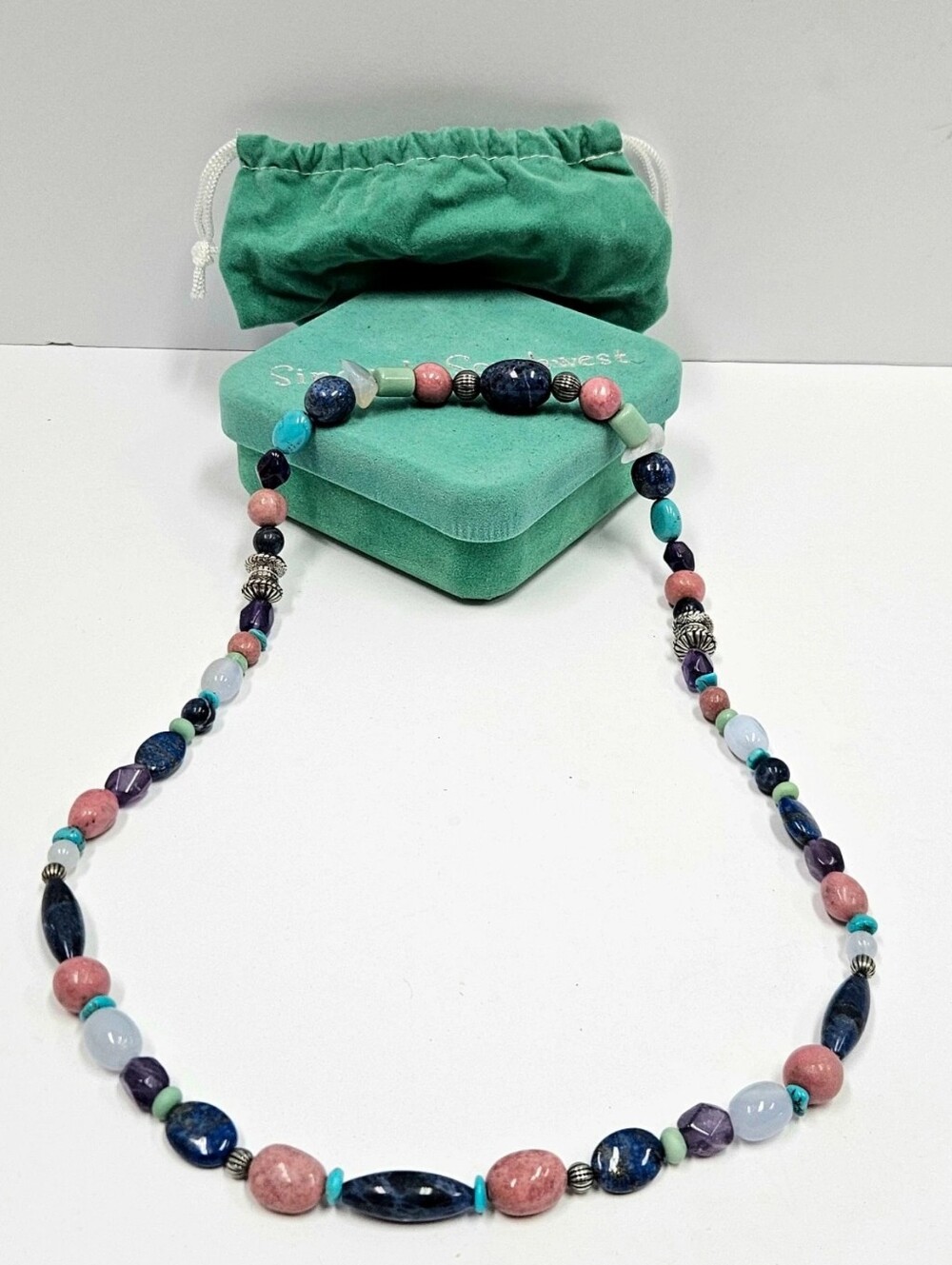 Multicolor Beaded Necklace - Pink, Blue & Teal